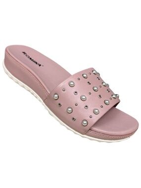 Romika Josef Seibel Florenz Studded Sandals Pink Pearl Slide EU 37/ 6.5-7.0